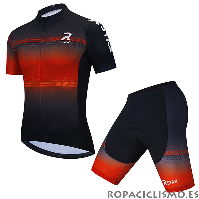 2021 Maillot R Star Tirantes Mangas Cortas Negro Naranja